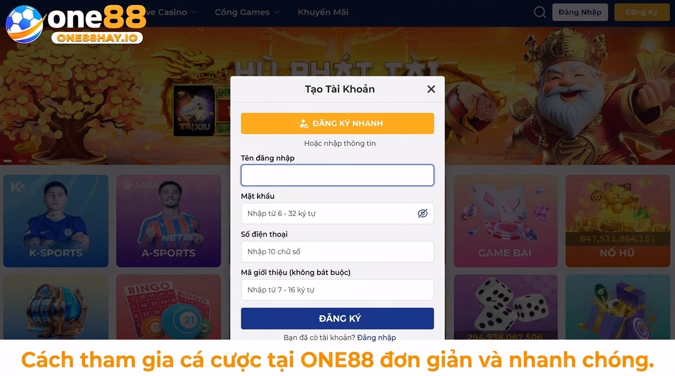 Cách tham gia nhanh chóng tại YO88 Cách tham gia nhanh chóng tại ONE88